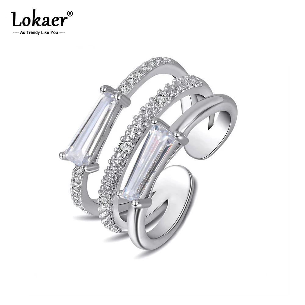 Свадебное кольцо с 3 кругами Lokaer роскошные стразы серебряного цвета мозаикой из