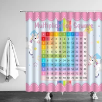 Cortina de baño de dibujos animados con diseño de unicornio y animales, cortinas de ducha impermeables de poliéster con ganchos para decoración de bañera