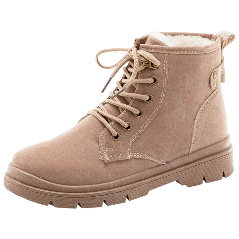  Женские ботильоны на шнуровке Fujin, Черные ботильоны с Плюшевым Мехом, теплые, зимний сезон 2019 