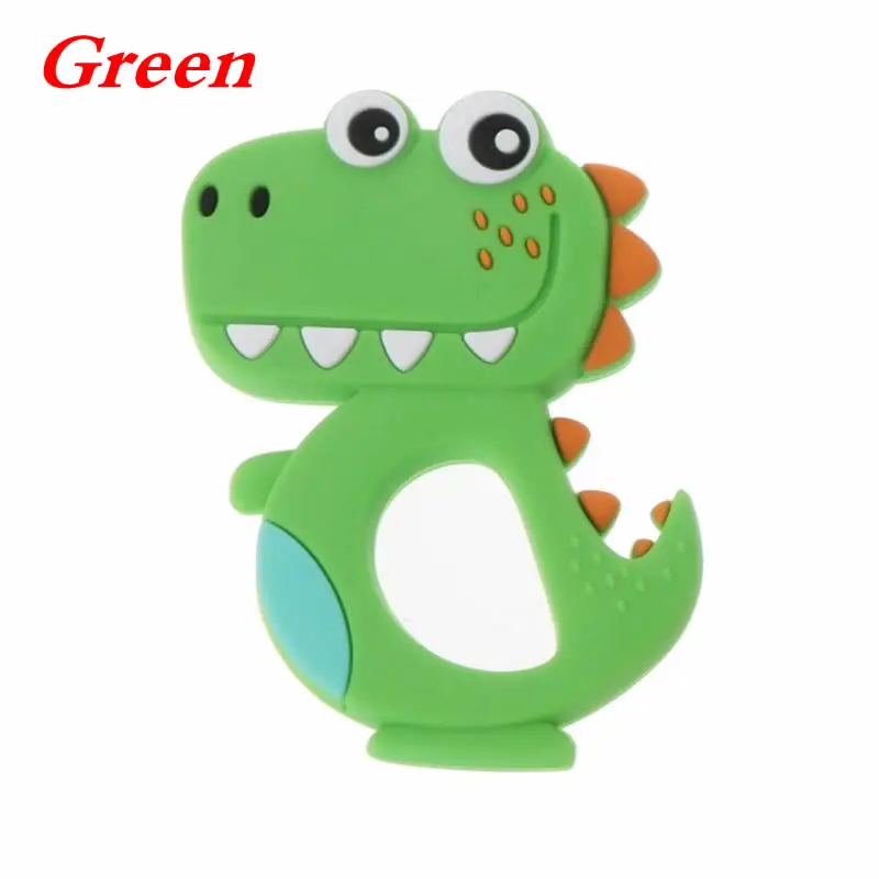 Green Силиконовые Прорезыватели для зубов в виде животных, динозавров, детское кольцо, Прорезыватель для зубов, детские игрушки для прорезывания зубов, подарок для малышей - Цвет: Green