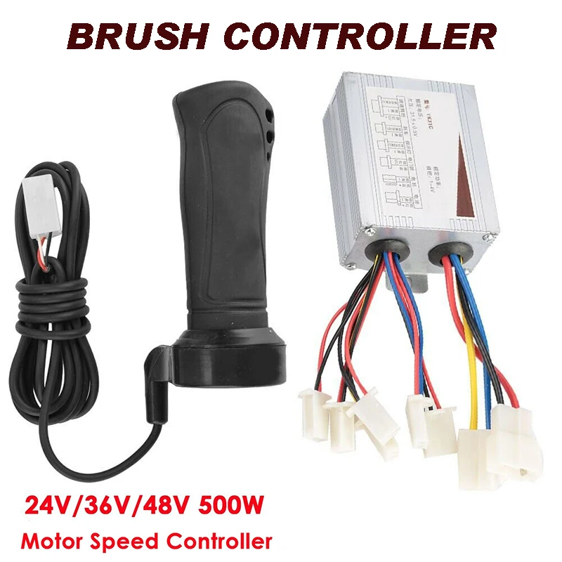 

24V/36V/48V 500W Comfortable Grip Electric Scooter E-Bike Brushed Motor Speed Controller Box+Throttle Grip E-bike Accessories