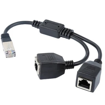 

Portable Network Splitter RJ45 Y Adapter LAN Ethernet 1 Male To 2 Female Cat5 Easy To Use Stable Transmission Connect Cable