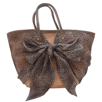 

LJL-Large Basket Handbag Straw Bag Bow Tote Bag Shoulder Bag