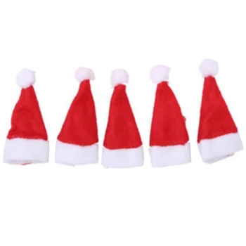 

Cute Mini Christmas Lolli Hat Santa Claus Caps Candy Cover Xmas Tree Ornaments Decor Christmas Party Favor Gift