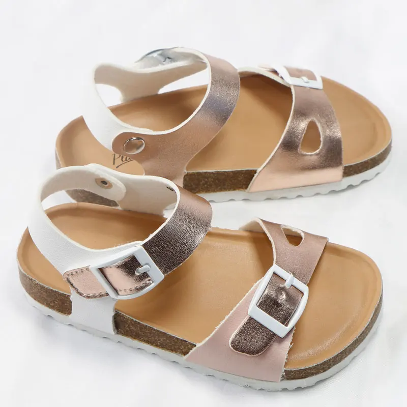 children's sandals Summer Children Sandals for Girls PU Leather Metallic Glitter Princess Orthopedic Shoes Open Toe Toddler Kids Girl Sandals Cork child shoes girl