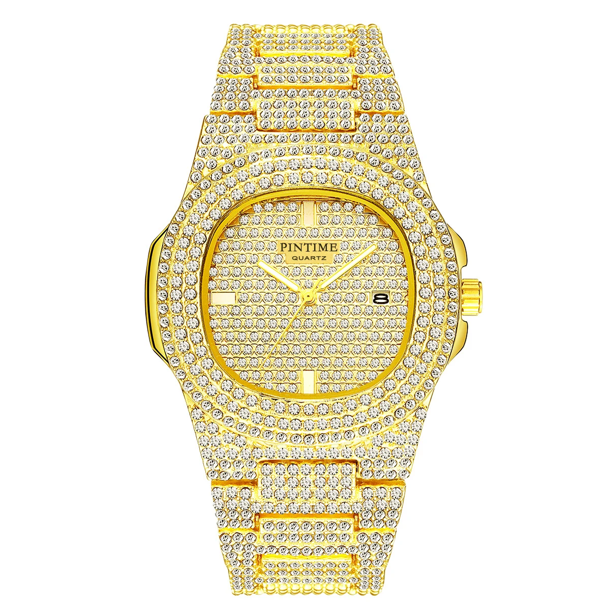 Fashion Men Women Diamond Bling Iced Out Gold Watch Luxury Quartz Casual Dress Boss Wrsitwatches Gift Clock Montre