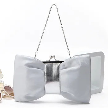 

ASDS-New Tide Bow Pu Fashion Chain Dinner Bag Clutch Bag Diagonal Small Female Bag Bride Bag