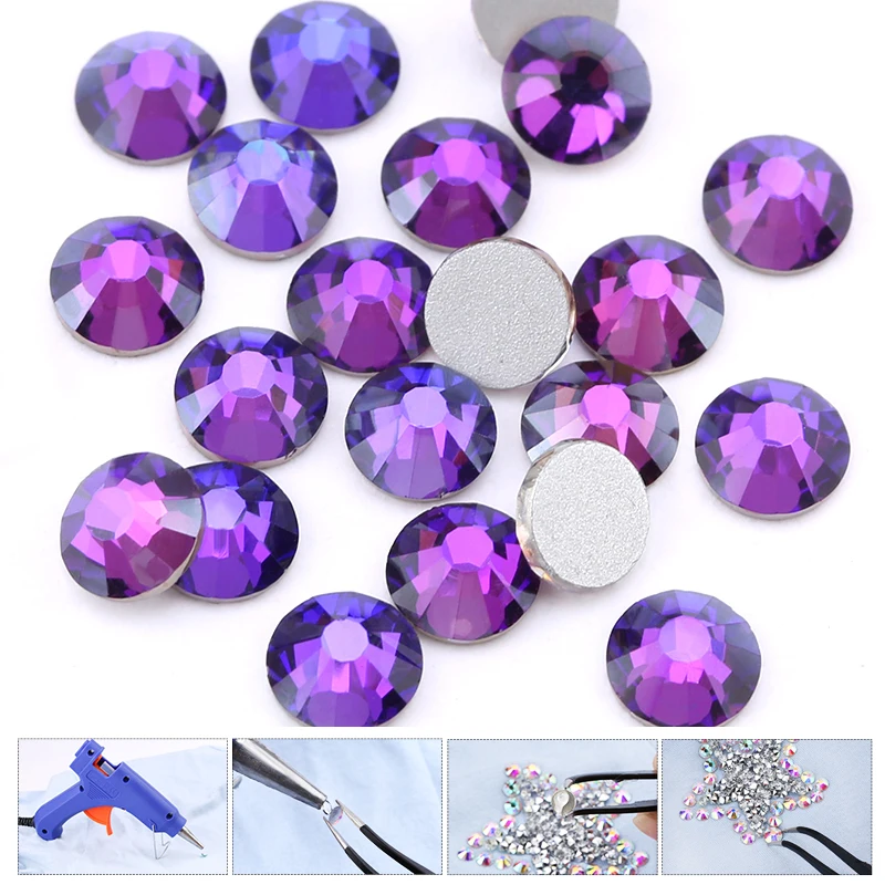Purple Velvet Strass Crystal Rhinestone Glitters Diamond Gem Non Hotfix 3D Glitter For Nail Decoration Flatback Loose стразы 