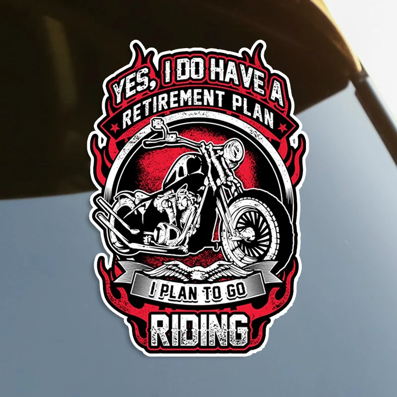 S60029# Biker's Retirement Plan Self-adhesive Decal Car Sticker Waterproof Auto Decors on Bumper Rear Window Laptop Choose Size |