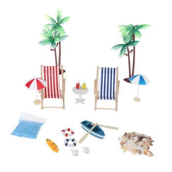 

18PCS Dollhouse Beach Accessories Furniture Kit Garden Yard Swimming Pool Decor DIY Ornaments Cake Topper