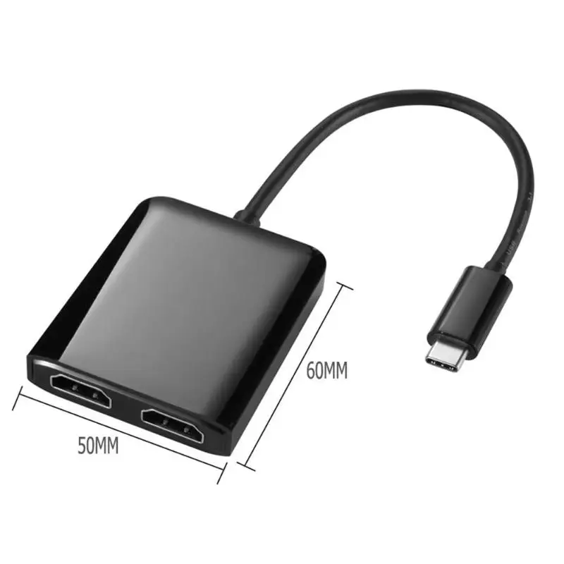 Тип C HDMI конвертер аудио-видео синхронная передача Разветвитель USB C на двойной HDMI адаптер 4K видео дисплей док-станция
