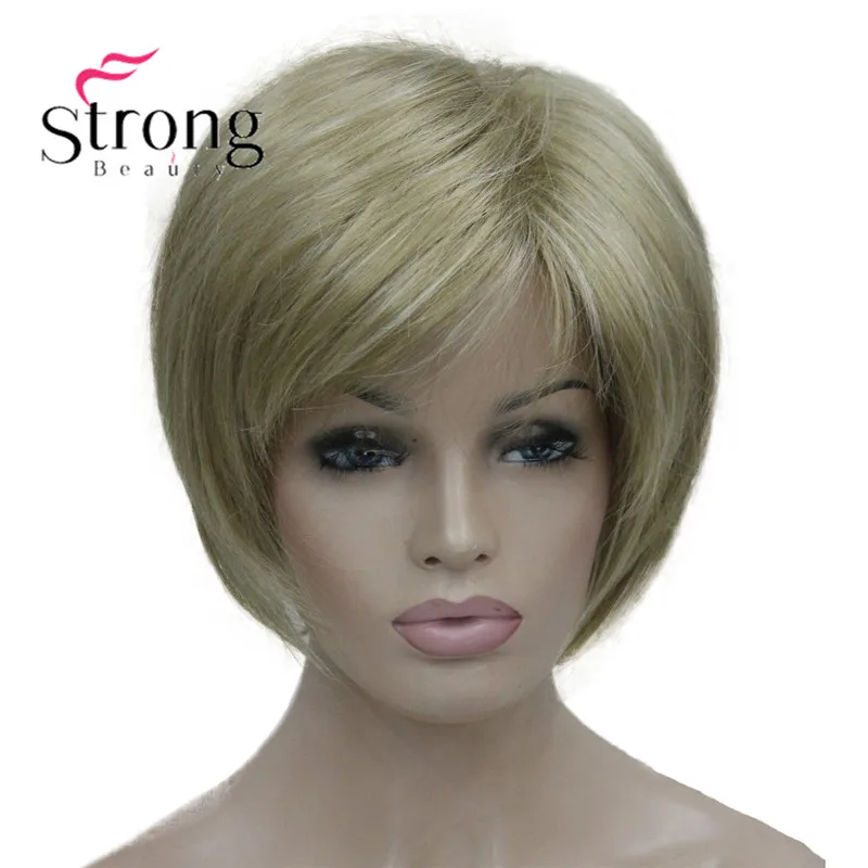 5969 #L16-613 new vogue honey blonde mix short straight lady's synthetic wigs (1)