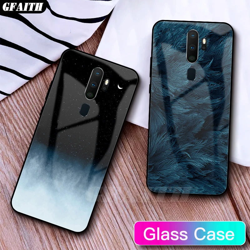

GFATIH For OPPO A9 2020 Case Feather Print Starry Sky Design Phone Case For Oppo A5 2020 Cover Funda