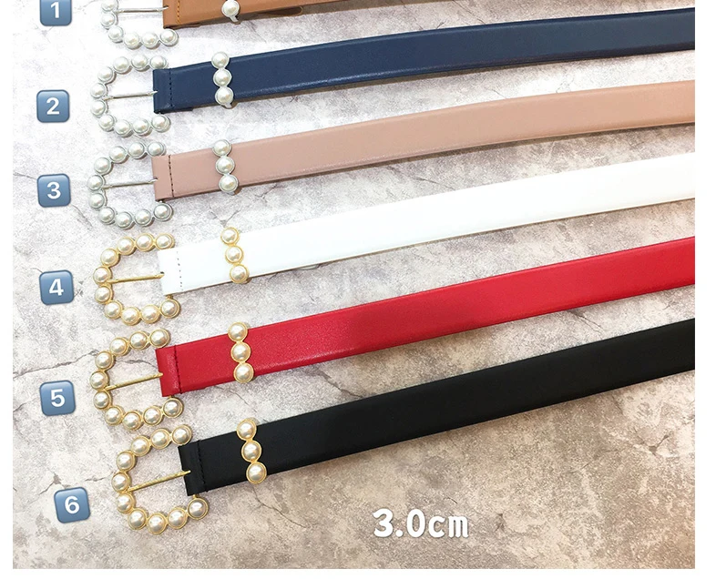 women fashion brand designer pearls buckle real leather belt female jeans dress overcoats belts 3.0cm width jc3403