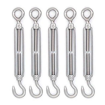 

5 pcs M6 Stainless Steel Hook & Eye Turnbuckle Hook Wire RopeTension