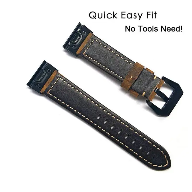 26 22 20MM Watchband Strap for Garmin Fenix 5 5X 5S 3HR 6X 6 6S Pro S60 MK1 Watch Quick Release leather Easyfit Wrist Band Strap