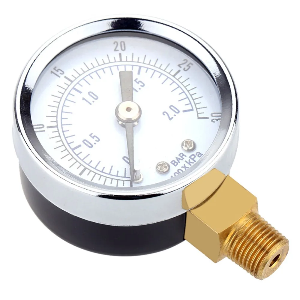 

0~30PSI 0~2Bar Air Compressor Gauge 2" Face Side Mount 1/4" NPT Hydraulic Compressed Air Pressure Gauge Tester Measurer