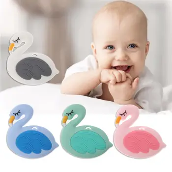 

Silicone Flamingo Teether Cartoon Swan DIY Teething Necklace Pacifier Clip Chains Accessories Pendant Teether