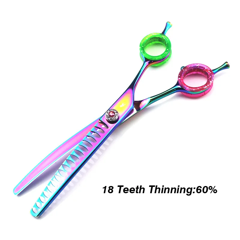 7 inch curved shears Professional 440c pet dog grooming thinning curved scissors toothed blade shears thinning rate about 45% 5
