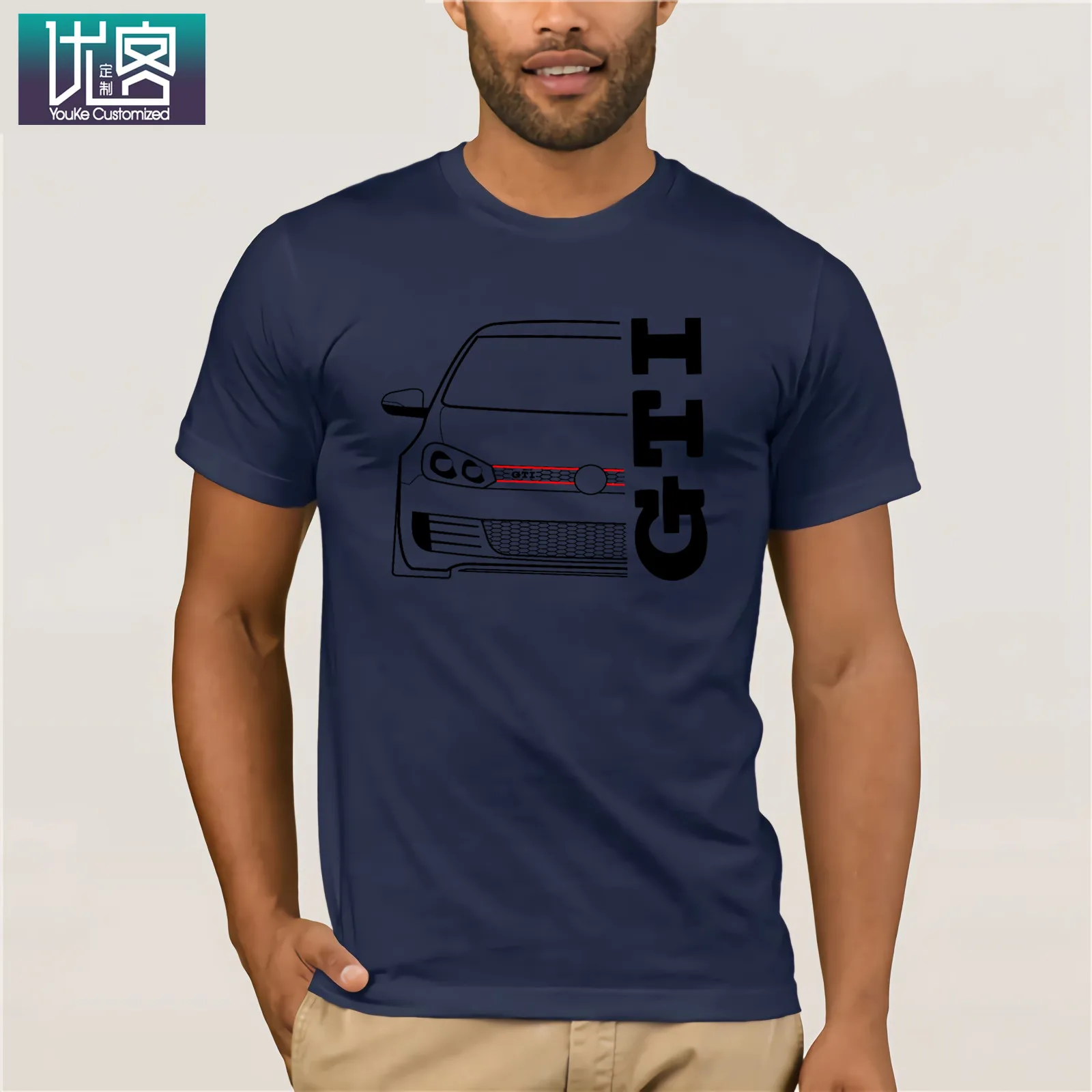 Herren футболка gti-schriftzug Rot эмблема с логотипом Golf 1 2 3 4 5 6 7 Авто Футболка Одежда популярная футболка с круглым вырезом - Цвет: navy