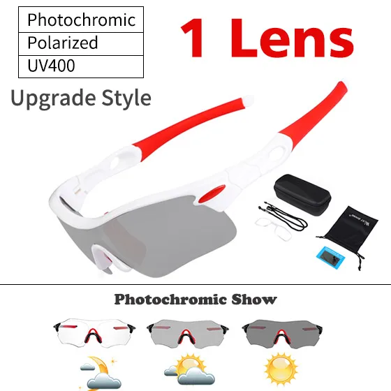 White Red 1 Lens Поляризованные велосипедные очки Противотуманные Солнцезащитные очки спортивные велосипедные очки 5 линзы с Mypia рама для горного велосипеда велосипедные очки - Цвет: White Red 1 Lens