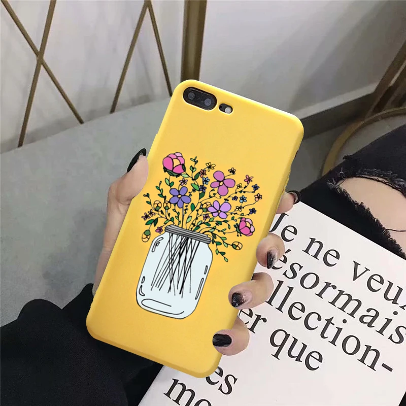

JAMULAR Fashion Flowers Phone Case For iPhone 6 6s XS MAX XR 7 8 Plus Funny Vase Back Cover For iPhone X Soft Silicone Coque Bag