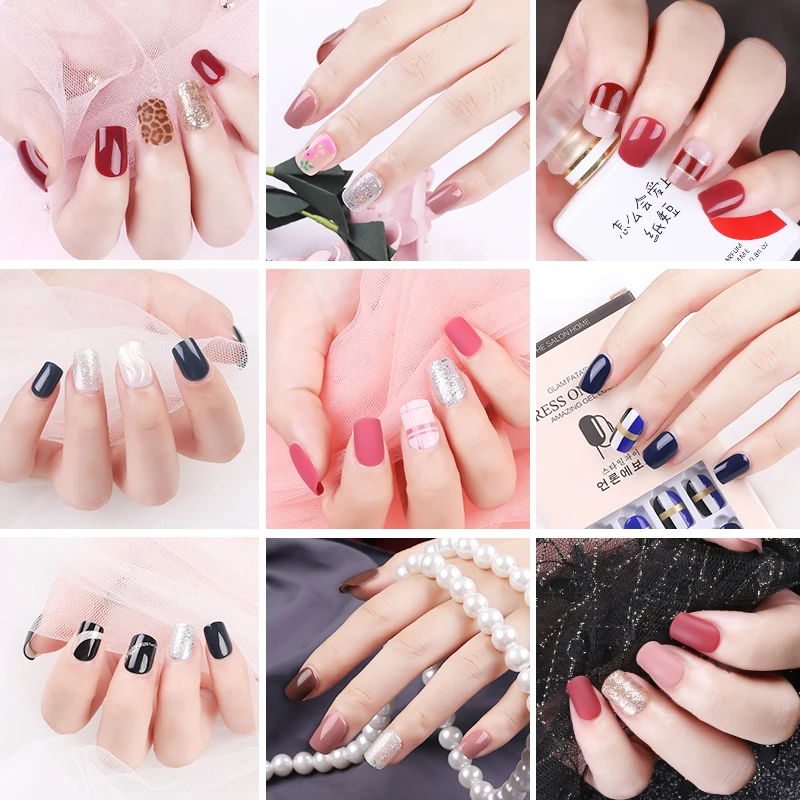 

30pcs Detachable False Nail Artificial Tips Set Fake Extension Tips with Glue Full Cover for Short Decoration Press on Nails Art