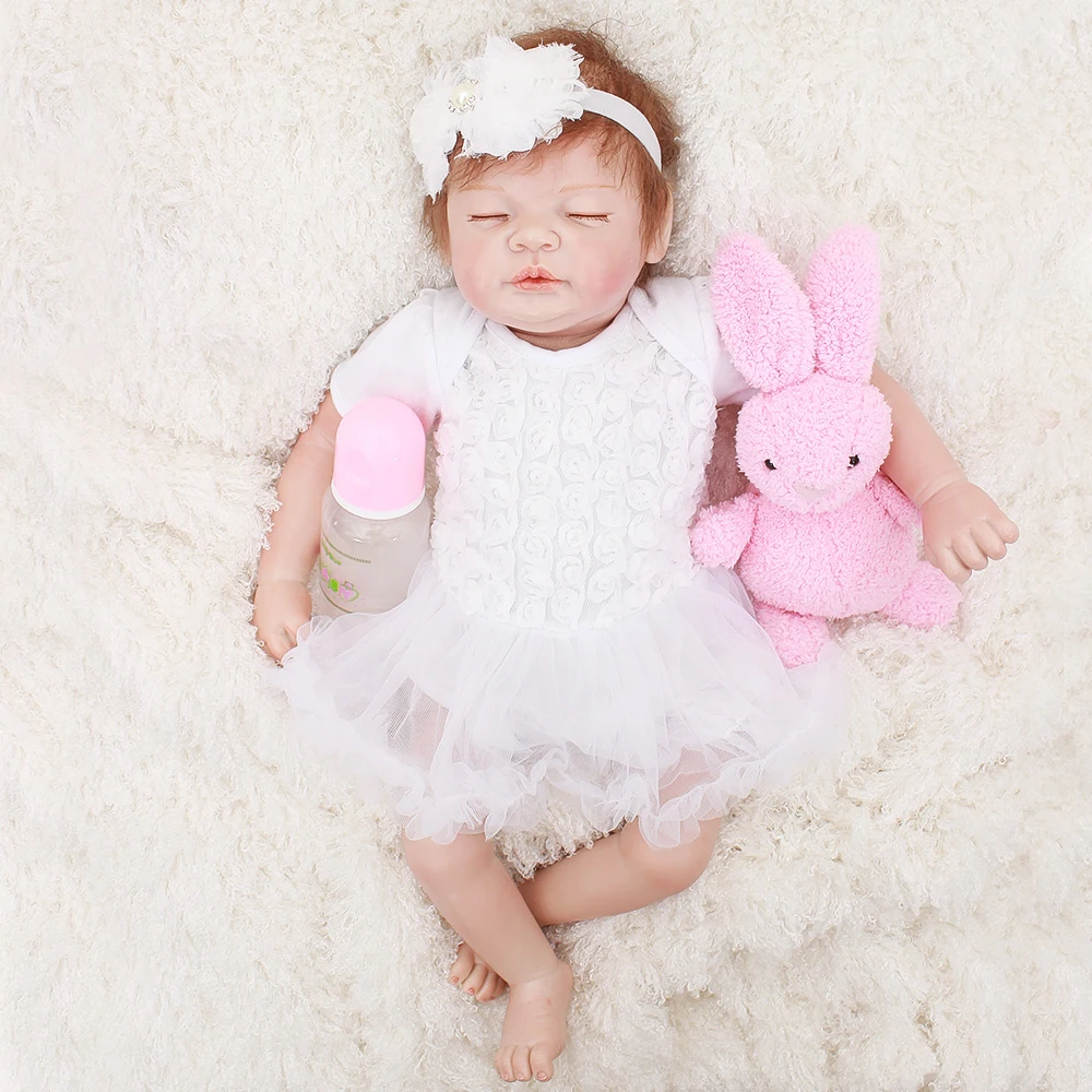 OtardDolls Bebe Reborn Dolls 20 дюймов Reborn Baby Doll мягкая виниловая силиконовая кукла для новорожденных bonecas белое платье для детей Подарки