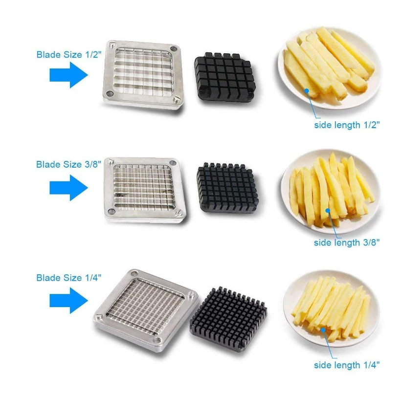 Stainless Steel Cutting Fries Machine Apple Fruit Vegetable Cutter Slicer w/ 4 Blades Stainless Steel Fruit Potato Slicer D25