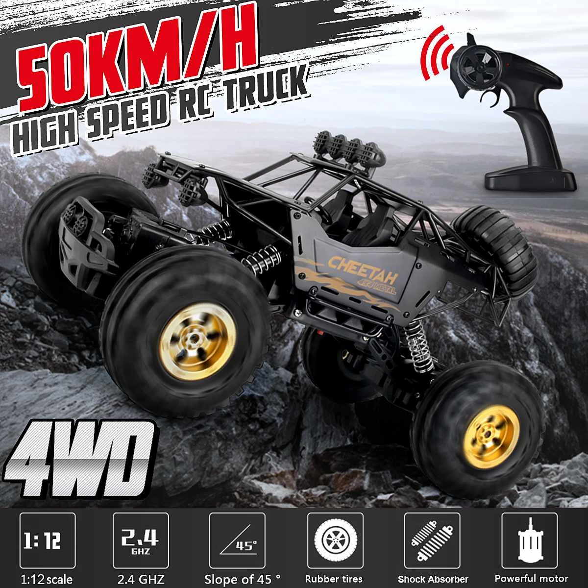 Полномасштабная 1:12 высокая скорость 50 км/ч 4WD RC автомобиль сплав 2,4G RC багги скалолазание на дистанционном управлении автомобиль RTR игрушки
