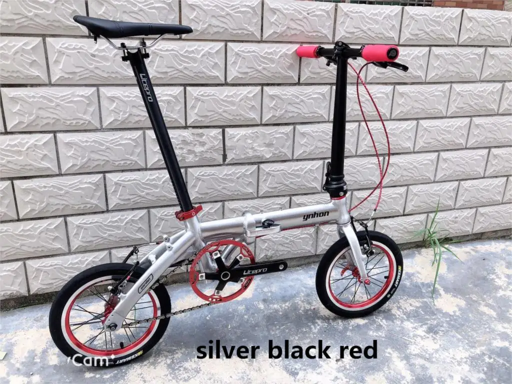 silver black red YNHON складной велосипед детский велосипед снаружи три скорости 16 дюймов Мини модифицированный 14 дюймов Односкоростной велосипед - Цвет: silver black red