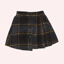 Юбка для девочек; модная Клетчатая Шерстяная Юбка для девочек; детская плиссированная юбка с эластичной резинкой на талии; Осенняя Повседневная зимняя одежда для маленьких девочек