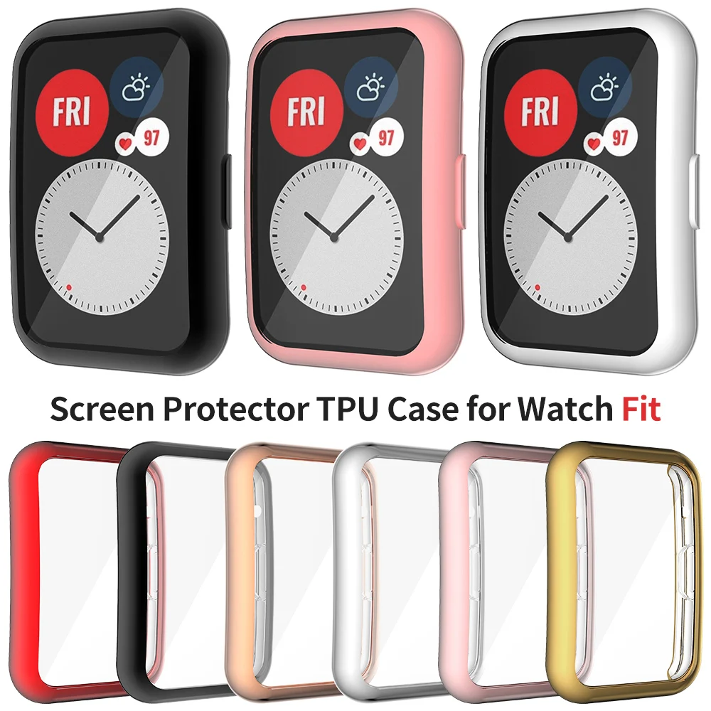 Lightweight Screen Protector Case for Huawei Watch Fit Cover Flexible TPU Bumper Scratch-resistant S