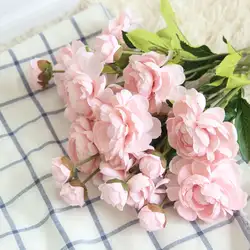 36 см розовый Искусственный Пион из шелка, букет цветов, 2 головки, искусственные цветы для дома, свадебное украшение, для дома, сделай сам