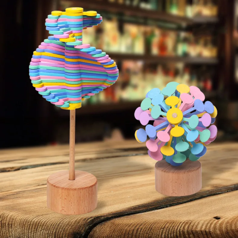 

Children's toys wooden rotating lollipop vibration with the same Fischer series of creative ornaments decompression toy top