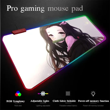 

Yuzuoan Anime Ghost Face Blade Mouse Pad Stove Door Bean USB Wired LED 7-Color Lighting RGB Gaming Mouse Pad Locking-Edge Thick
