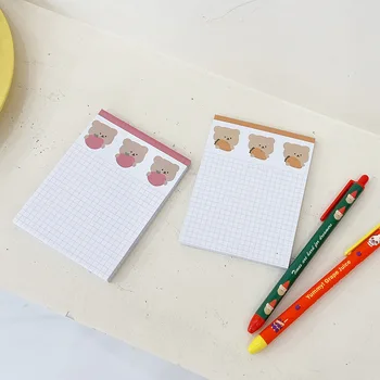 

Ins Cartoon Cute Bear Memo Pad 50 Sheets Grid Long-style Kawaii Notebook Notes Loose-leaf Paper Message Book School Stationery