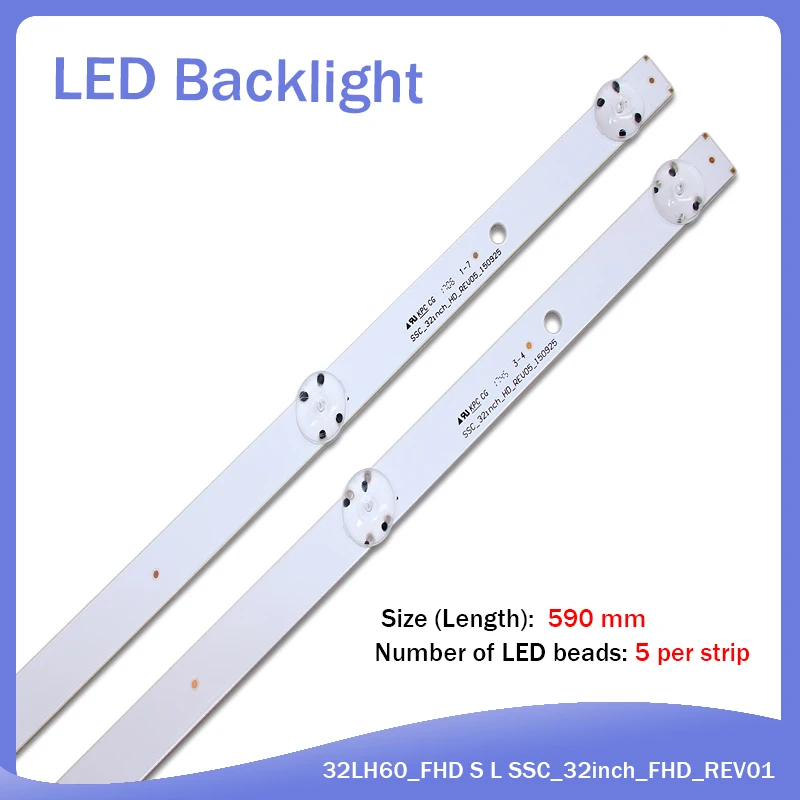Conjunto = 10 Peças 5leds 590 mm Led Strip para lg 32lh510b 32lh51_hd s Ssc _ 32 Polegada _ hd Lge_wicop_svl320al5 Innotek Direto 32 Polegada Csp Novo