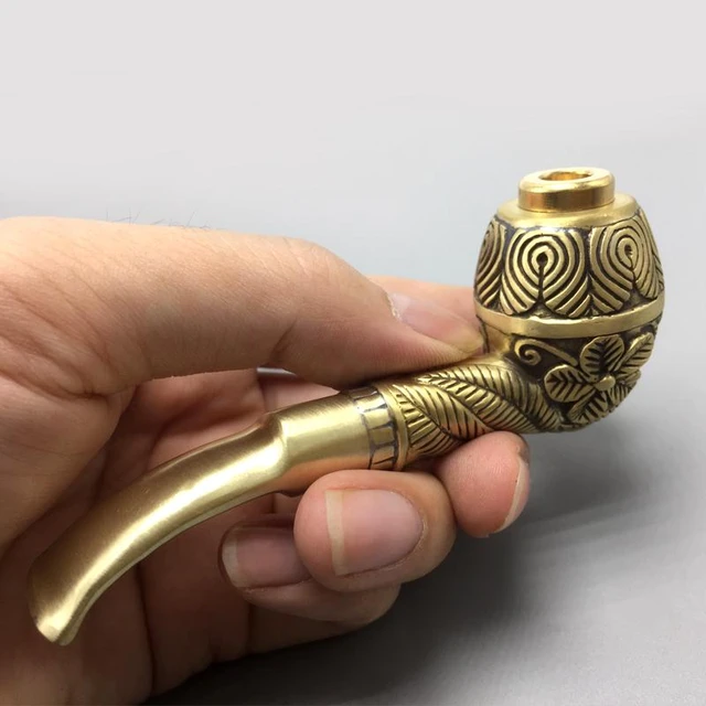 Pipa de humo de metal de cobre puro, pequeña pipa creativa para