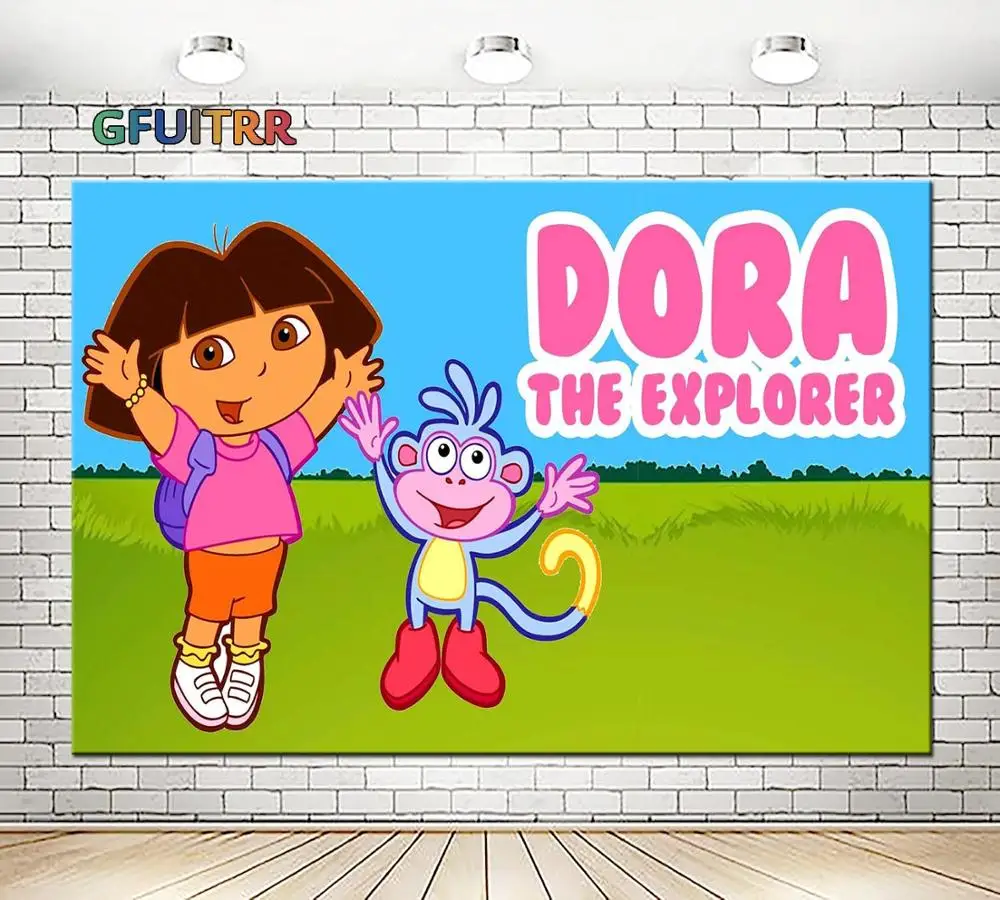 GFUITRR фоны для фотосъемки с изображением Дора Explorer детский фон на день рождения