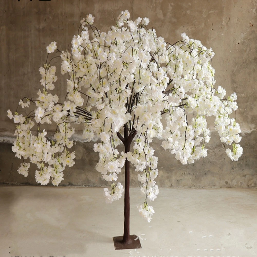 Árbol de flores de cerezo blanco de 1,2 M de altura, simulación de árboles  de deseos de melocotón falso, adornos artísticos y decoraciones de centros  de mesa de boda|Flores artificiales y secas| -