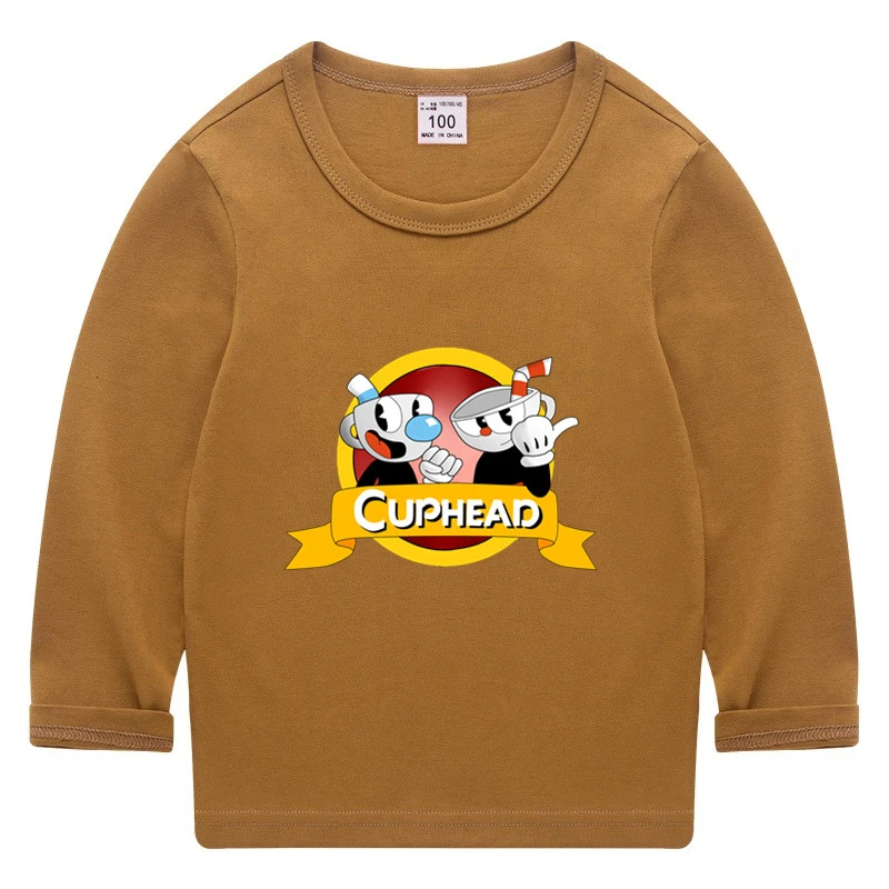 game Cuphead Summer O-Neck Tops Boys Girls Funny lovely color Long sleeve T-shirt Kid Children Cartoon T shirt Baby wholesale - Цвет: as picture