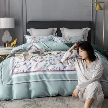 

Y Long-staple Cotton Four-piece Set Sheet Cotton Cotton Quilt Cover Digital Printing Top Grade Bedding Ar