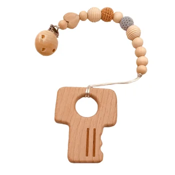 

Wooden Teether Baby Bracelet Animal Shaped Teething For Organic Wood Silicone Beads Baby Rattle Stroller Accessories Toy