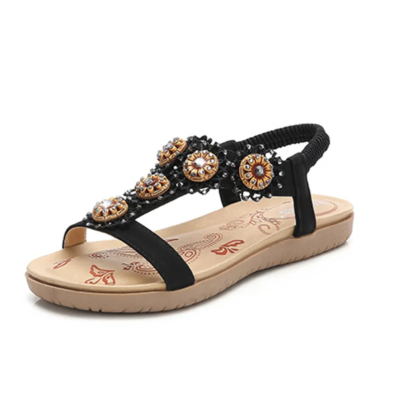 

2020 Summer Bohemian Sandals Women Crystal Female Shoes Flat Beach Shoes For Ladies Sandal Casual Women Sandals X9X2079