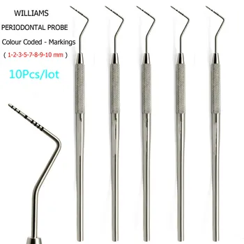 

10Pcs Dental Perio Probes Examination Williams probes Periodontal Probe Colour Coated Teeth Whitening Oral Care Tooth Cleaning