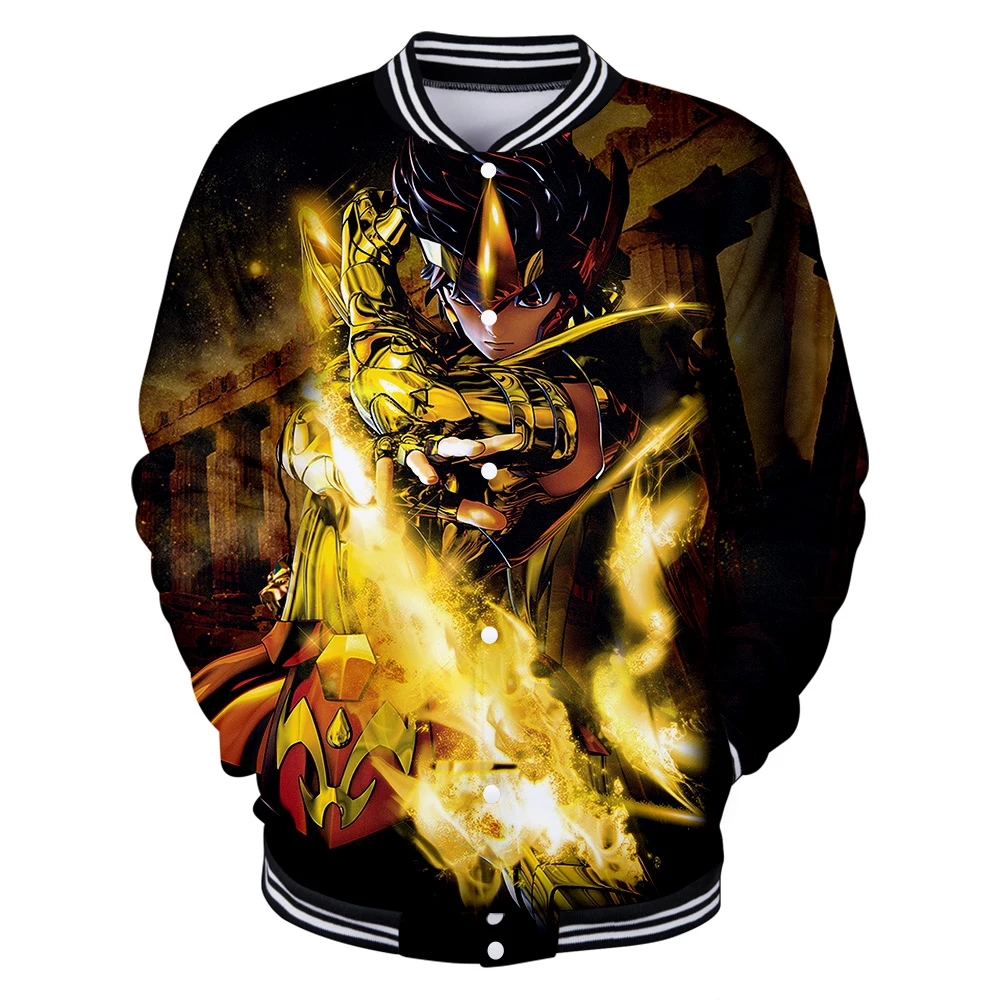 

Saint Seiya Print 3D Baseball Jacket Capless Hoodies And Sweatshirts For Couples Winter Fashion Hip Hop Baseball Uniform