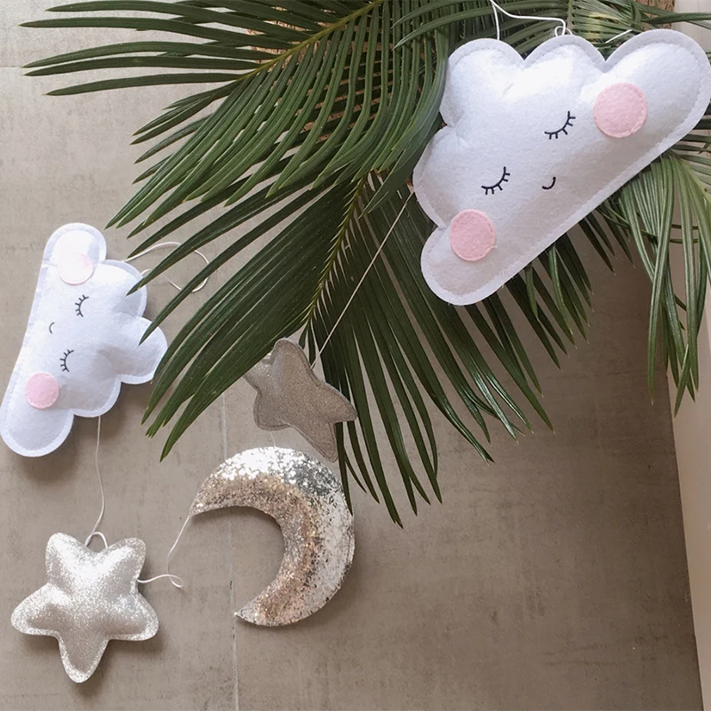 Koodykids декор для детской комнаты ручной работы из фетра с облаками подвесной декор для детской комнаты воздушный шар Декор для детской комнаты реквизит для детской фотосъемки - Цвет: white