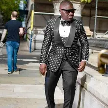 Высококачественные свадебные смокинги для жениха с двумя пуговицами, мужские костюмы, блейзер для выпускного вечера(пиджак+ брюки+ жилет+ галстук