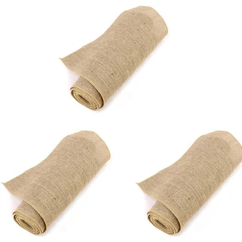 

3 Pcs/Set 30X240cm Natural Hessian Hemp Burlap Tablecloth Decoration for Wedding, Event, Home, Party, Background Supply